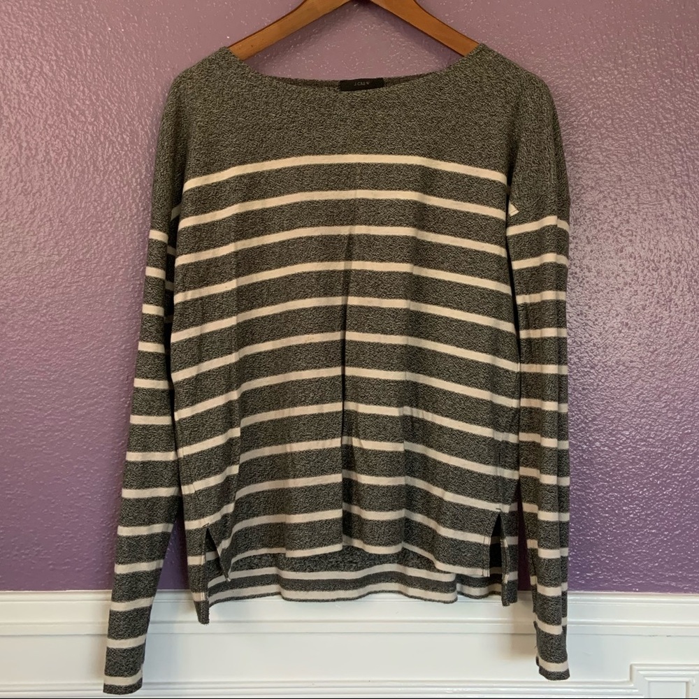 J Crew gray top with white stripes